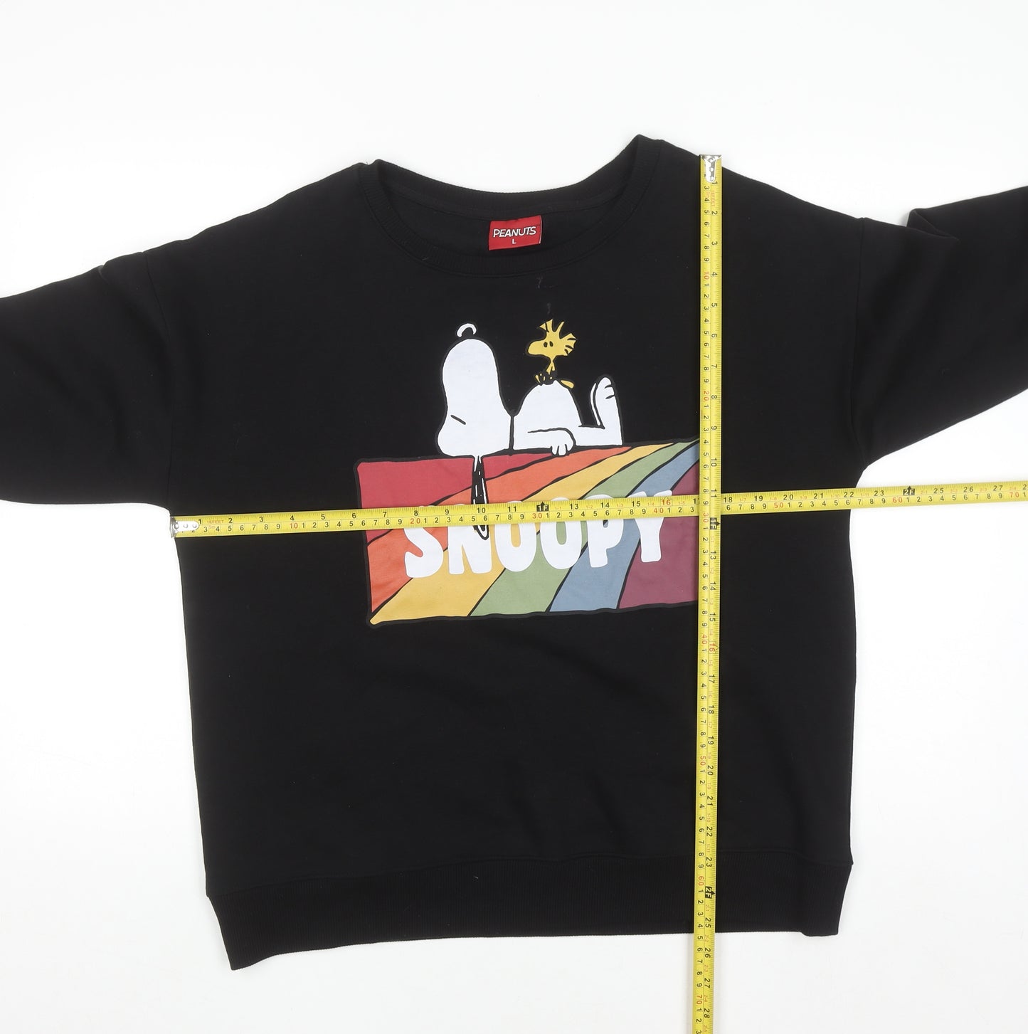 Peanuts Men’s Black Snoopy Graphic Pullover Sweatshirt L