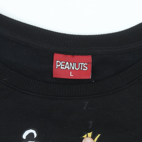 Peanuts Men’s Black Snoopy Graphic Pullover Sweatshirt L