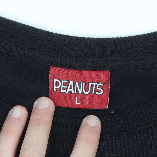 Peanuts Men’s Black Snoopy Graphic Pullover Sweatshirt L