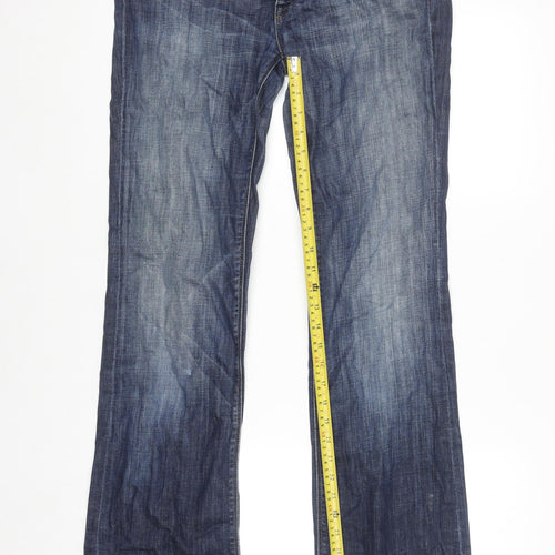 7 For All Mankind Men Blue Bootcut Jeans Size 31 High Waist Denim