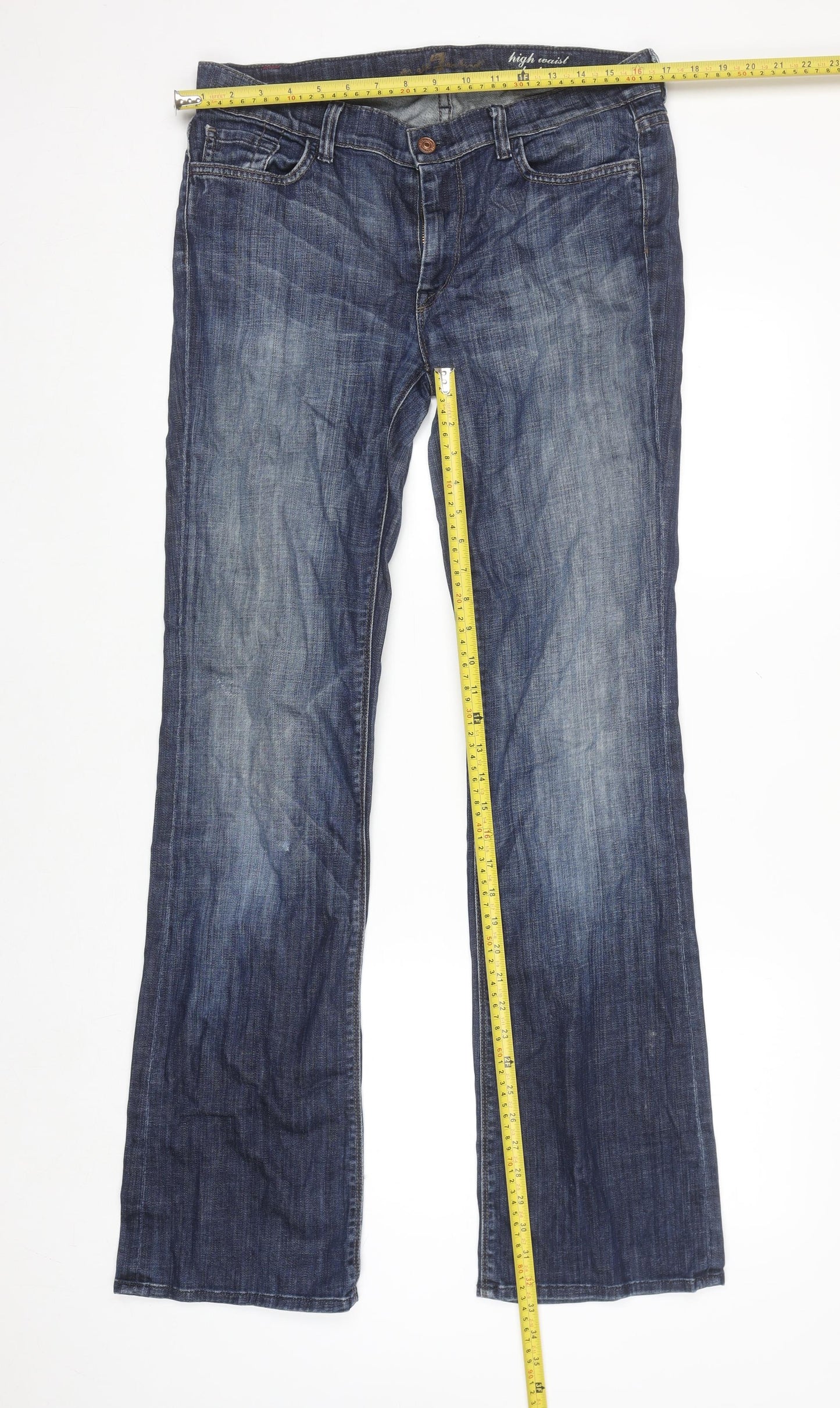 7 For All Mankind Men Blue Bootcut Jeans Size 31 High Waist Denim