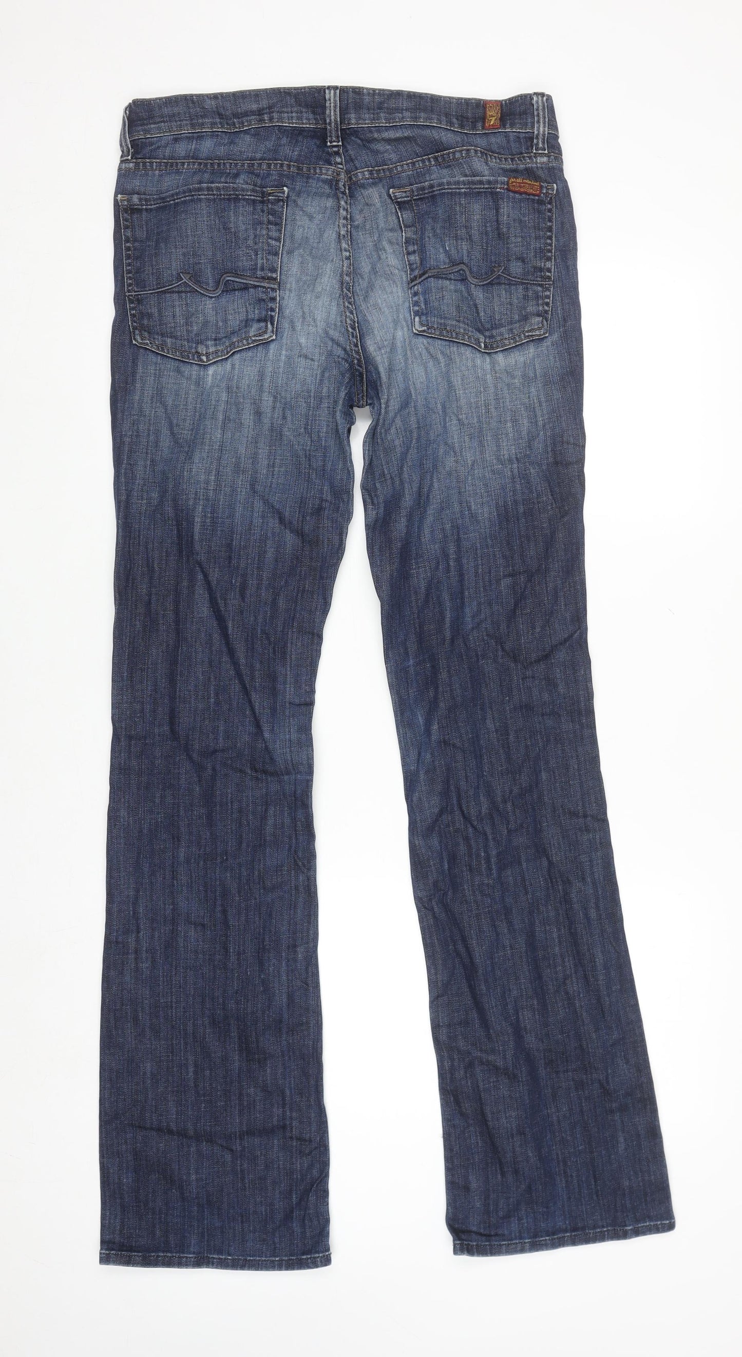 7 For All Mankind Men Blue Bootcut Jeans Size 31 High Waist Denim