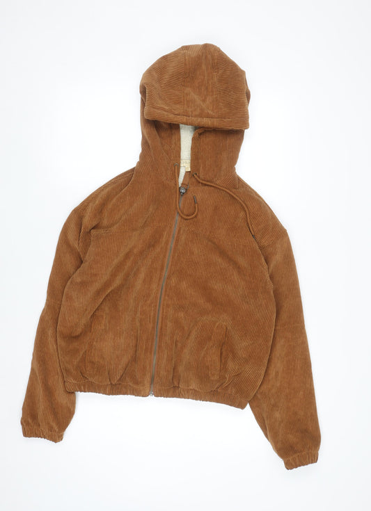 Apricot Women’s Brown Corduroy Hooded Bomber Jacket Size 10