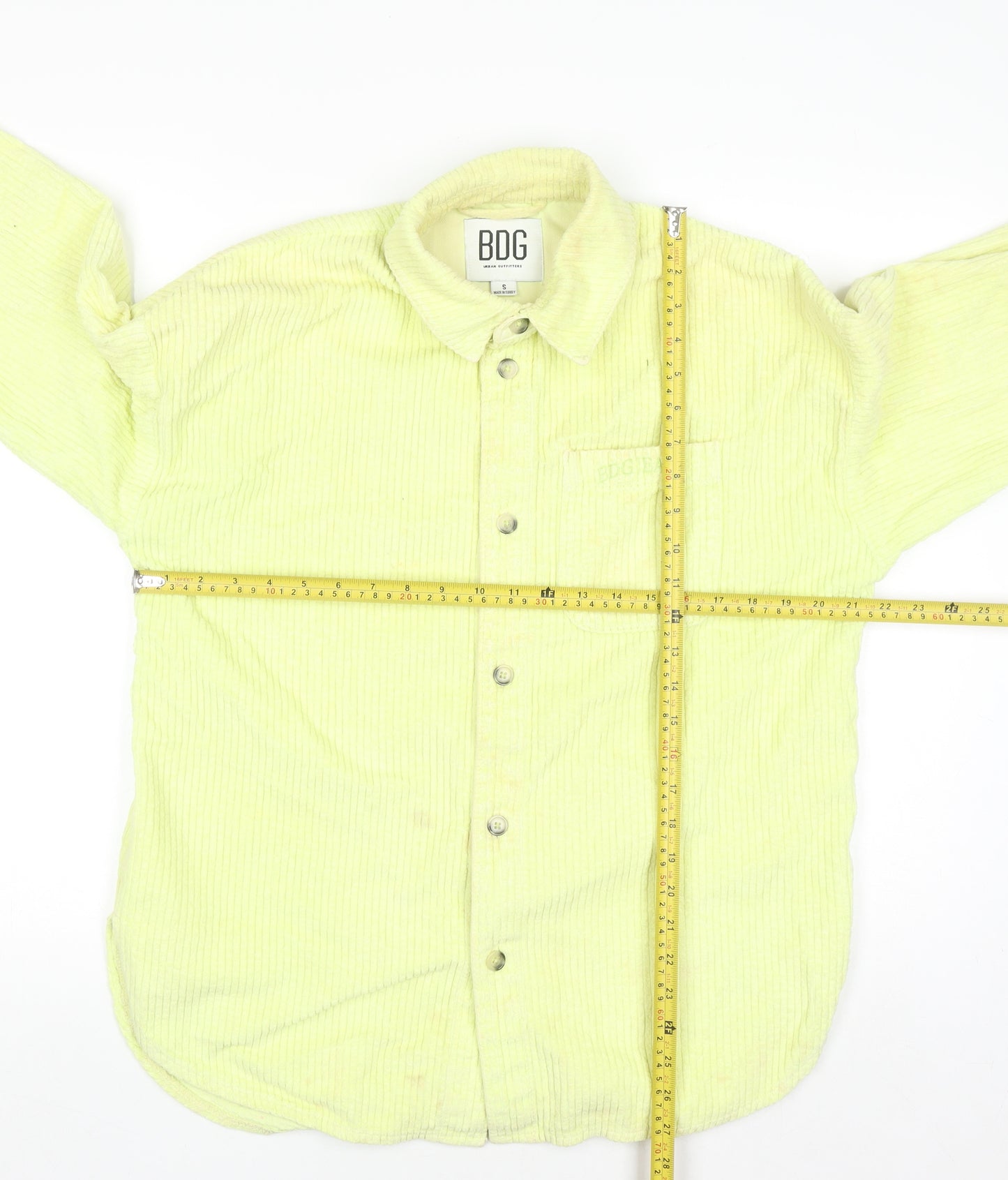 BDG Womens Yellow Corduroy Button-Up Shirt Size S Long Sleeve Casual