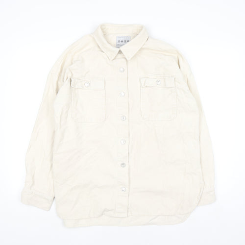 Primark Womens Ivory Corduroy Button-Up Shirt Size 16