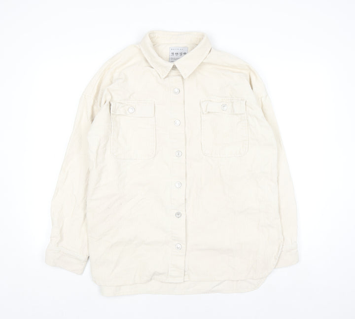Primark Womens Ivory Corduroy Button-Up Shirt Size 16