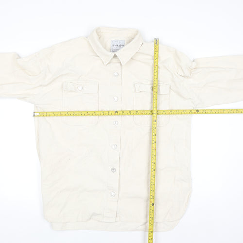 Primark Womens Ivory Corduroy Button-Up Shirt Size 16