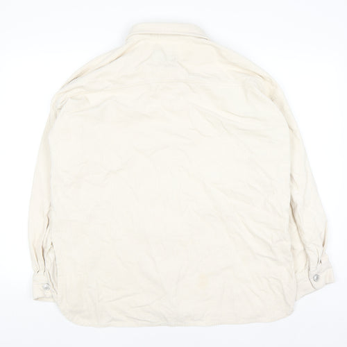 Primark Womens Ivory Corduroy Button-Up Shirt Size 16