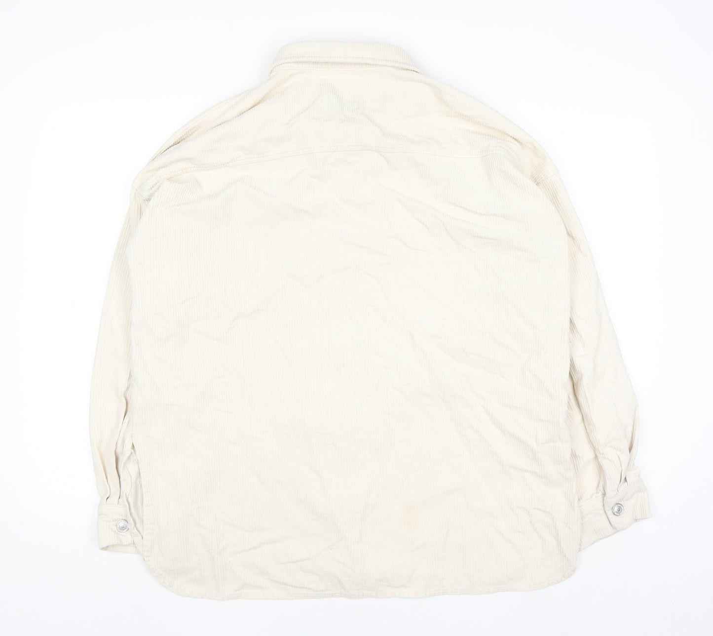 Primark Womens Ivory Corduroy Button-Up Shirt Size 16