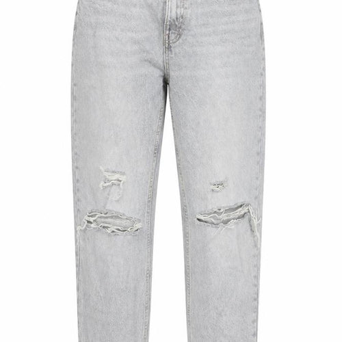 Zara Women Grey Distressed Mom Jeans Size 8 Relaxed Fit Denim