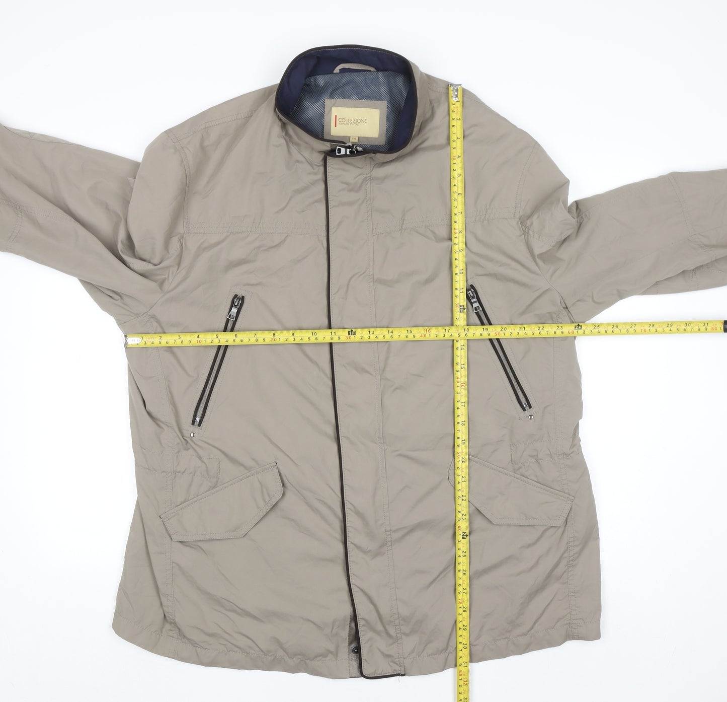 Collezione Men’s Beige 2XL Windbreaker Jacket Lightweight Zip Style
