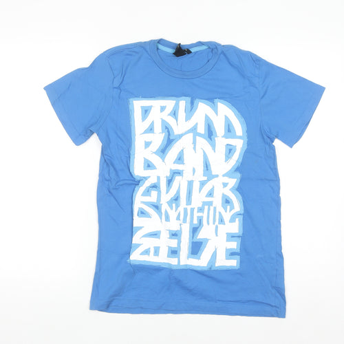 H&M Boys Blue Music Graphic Short Sleeve Cotton T-Shirt 14-15 Years
