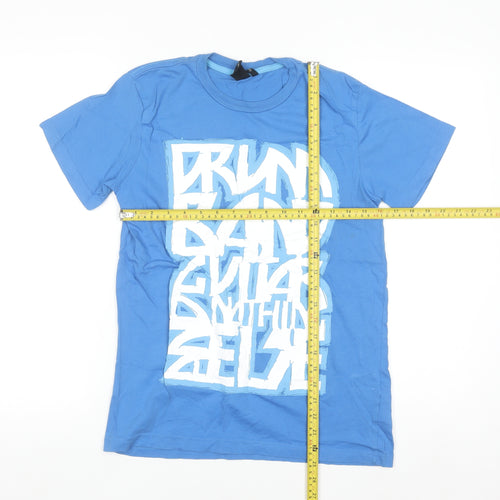H&M Boys Blue Music Graphic Short Sleeve Cotton T-Shirt 14-15 Years