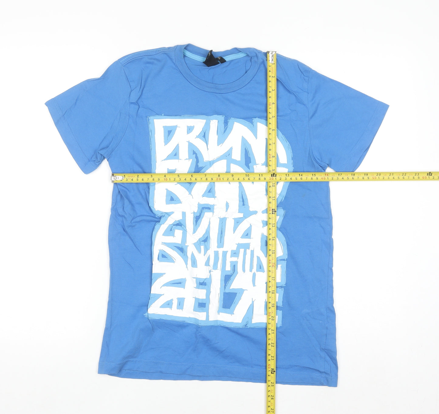 H&M Boys Blue Music Graphic Short Sleeve Cotton T-Shirt 14-15 Years