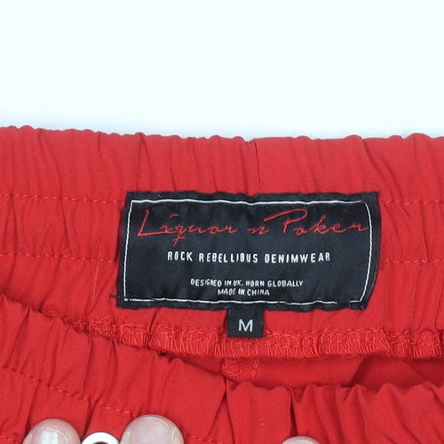Liquor N Poker Men's Red Jogger Trousers M Elastic Waist