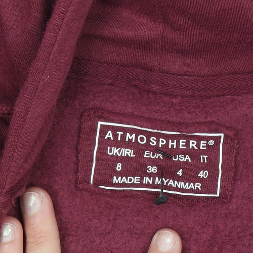 Atmosphere Women Burgundy Full Zip Hoodie Size 8 Cotton Blend