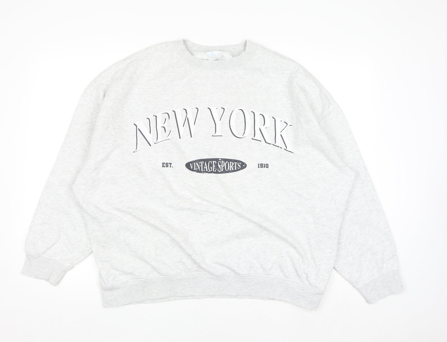 Primark Women Grey New York Vintage Sports Pullover Sweatshirt M