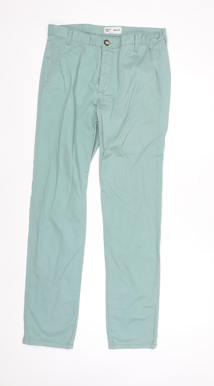 Denim Co. Men's Green Slim Fit Chino Trousers W32 L34