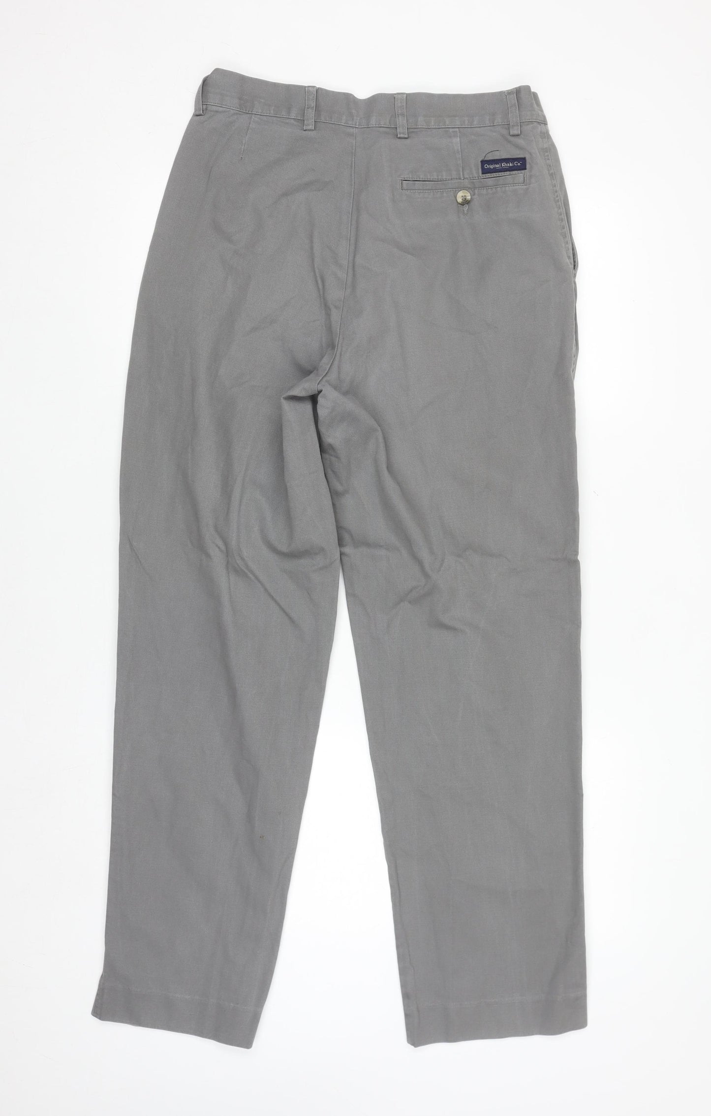 Original Khaki Co. Men's Grey Chino Trousers W32 L31 Cotton