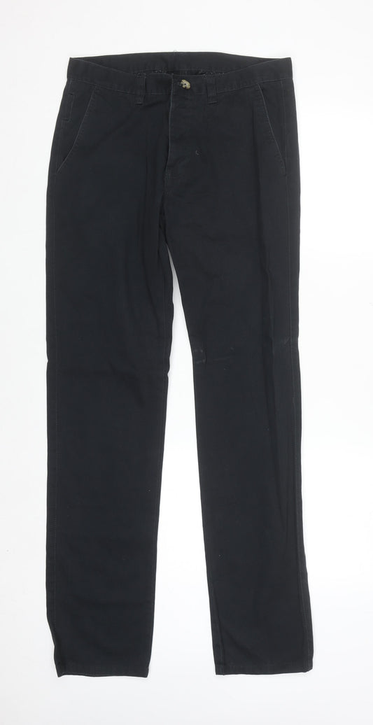 Denim Co. Men's Black Chino Trousers 32W 34L Regular Fit Cotton