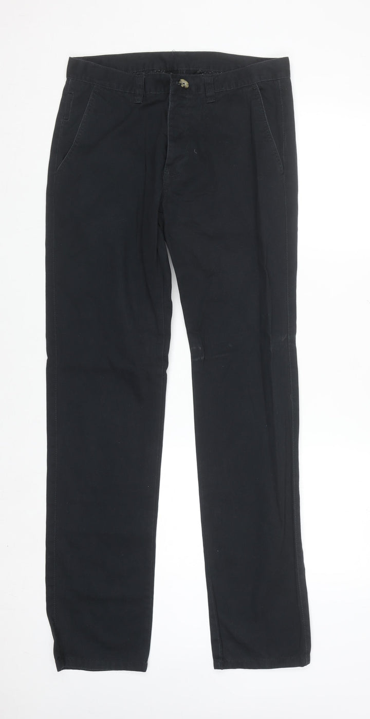 Denim Co. Men's Black Chino Trousers 32W 34L Regular Fit Cotton
