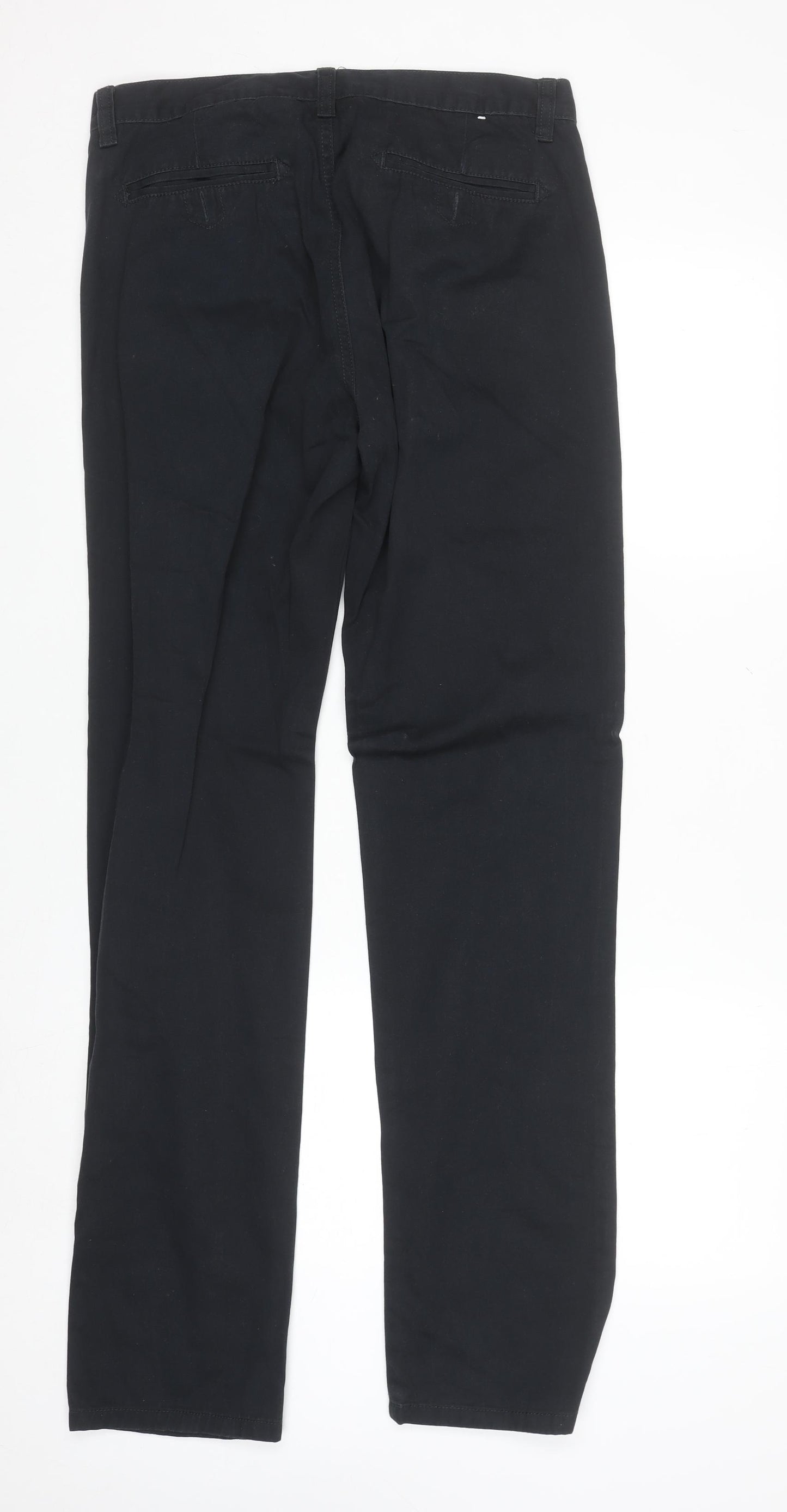 Denim Co. Men's Black Chino Trousers 32W 34L Regular Fit Cotton