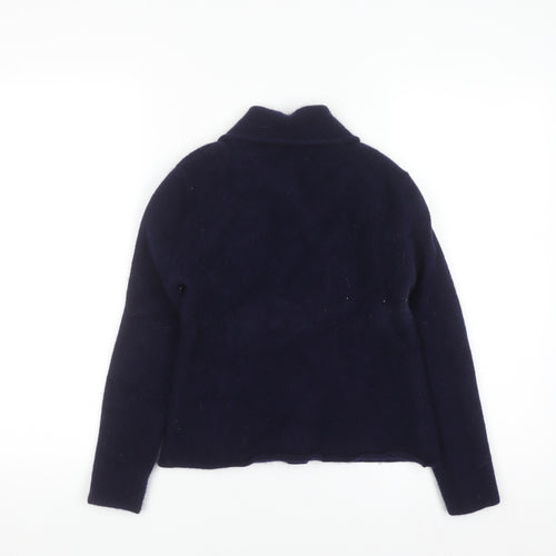 Zara Women's Blue Wool Pea Coat Jacket Size 12 Double-Breasted