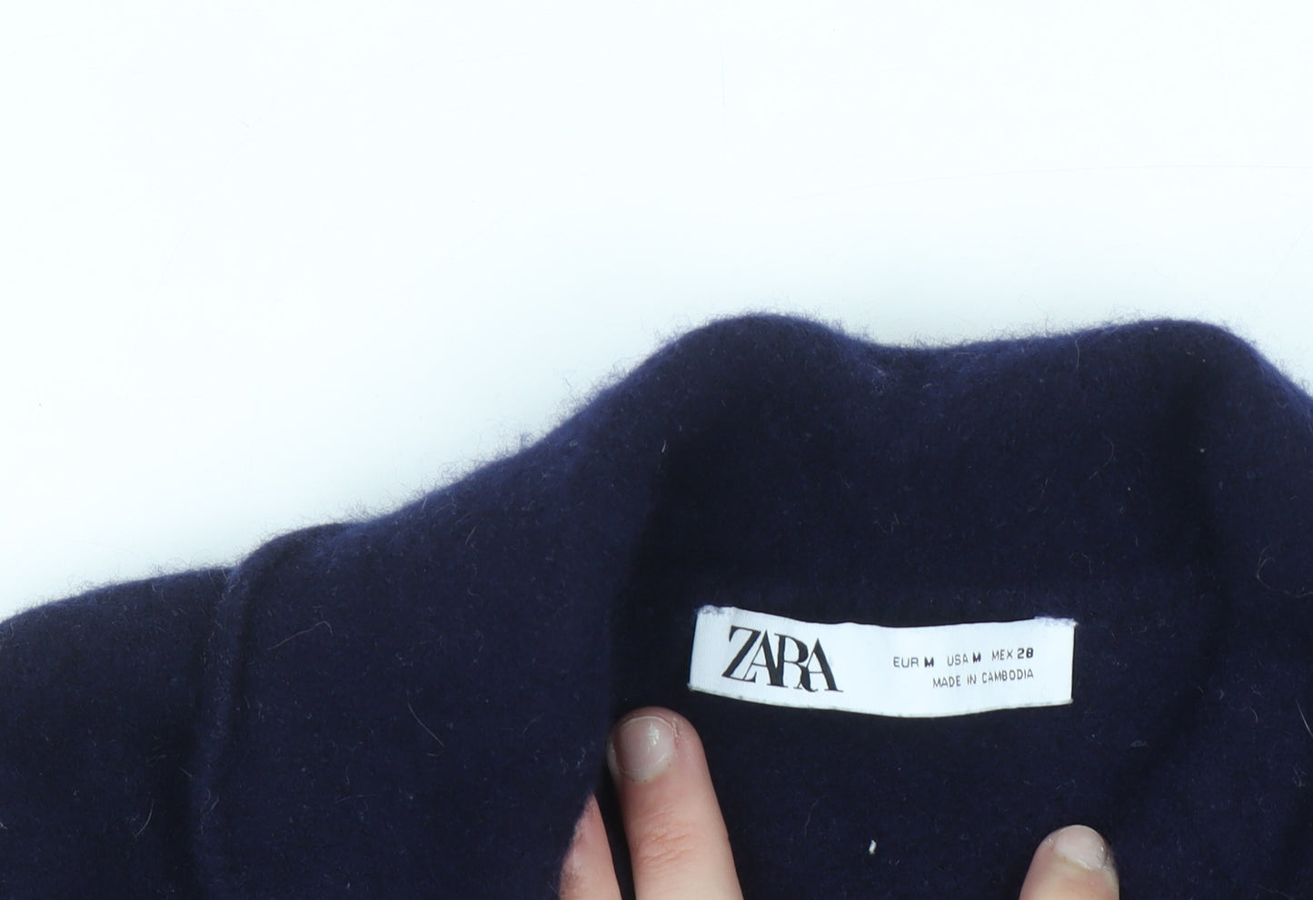 Zara Women's Blue Wool Pea Coat Jacket Size 12 Double-Breasted