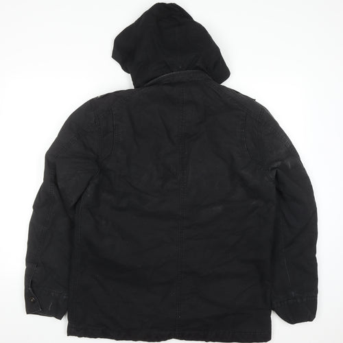 TU Mens Black Cotton Hooded Parka Jacket Size M