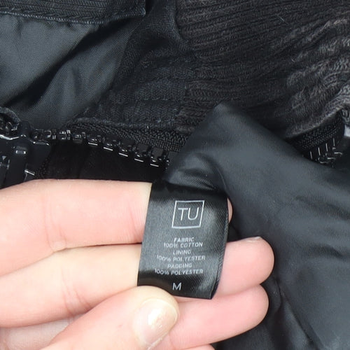 TU Mens Black Cotton Hooded Parka Jacket Size M