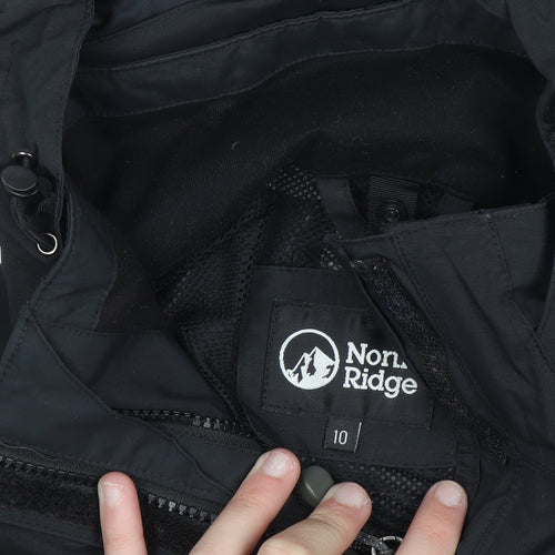 North Ridge Women's Black Hooded Parka Jacket Size 10 Waterproof