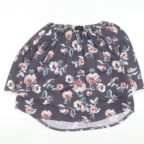 Amana Women’s Multicoloured Floral Off Shoulder Tunic Blouse Small
