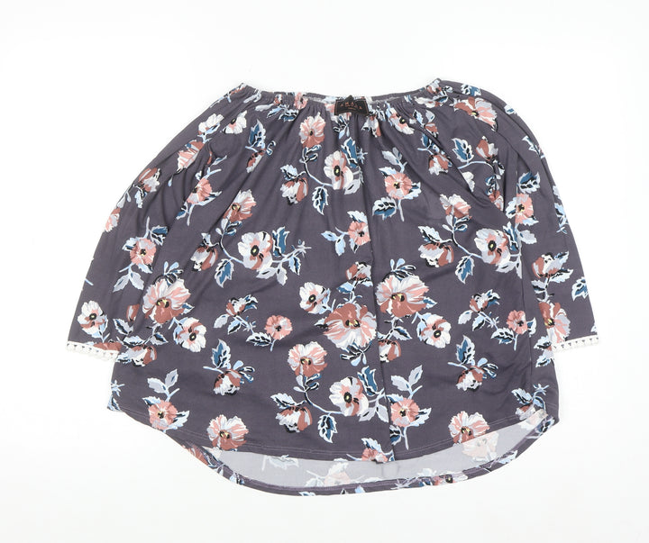 Amana Women’s Multicoloured Floral Off Shoulder Tunic Blouse Small
