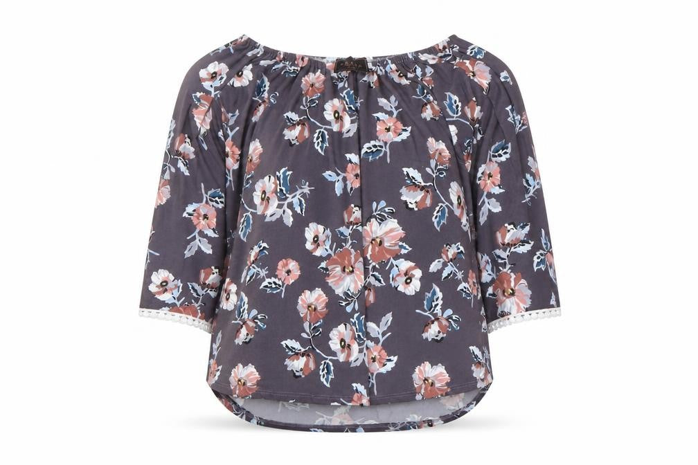 Amana Women’s Multicoloured Floral Off Shoulder Tunic Blouse Small