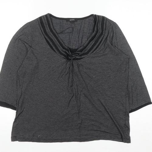 Mystify Women's Grey 3/4 Sleeve V-Neck Tunic Blouse Size L