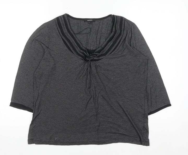 Mystify Women's Grey 3/4 Sleeve V-Neck Tunic Blouse Size L