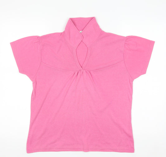 Elizabeth Scott Women's Pink Short Sleeve V-Neck Jersey T-Shirt M