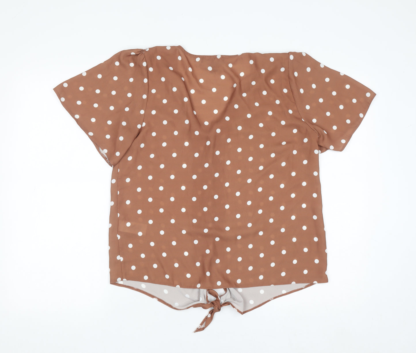Primark Womens Brown Polka Dot Short Sleeve Blouse Size 10