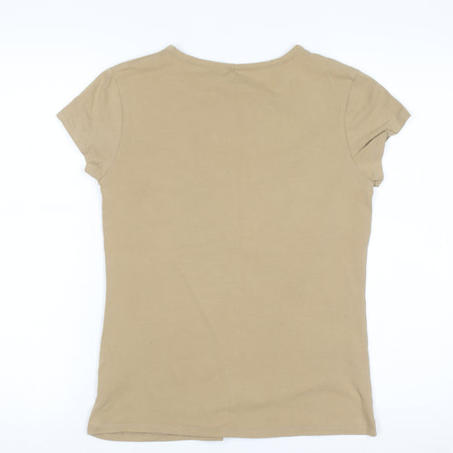 Atmosphere Women Beige Basic Short Sleeve Henley T-Shirt Size 16