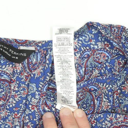 Dorothy Perkins Women’s Blue Paisley Viscose Sleeveless Blouse UK 16