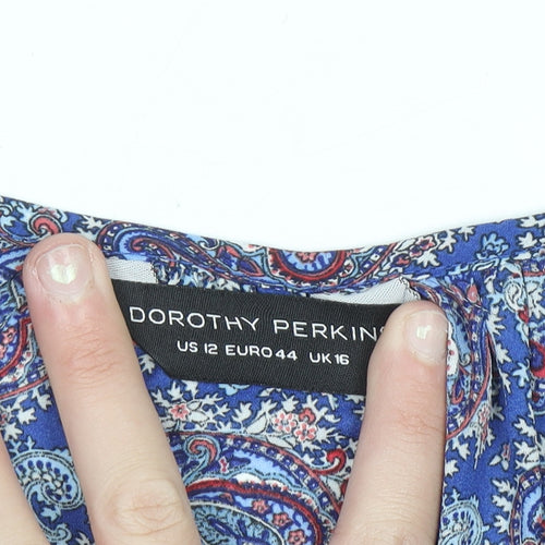 Dorothy Perkins Women’s Blue Paisley Viscose Sleeveless Blouse UK 16