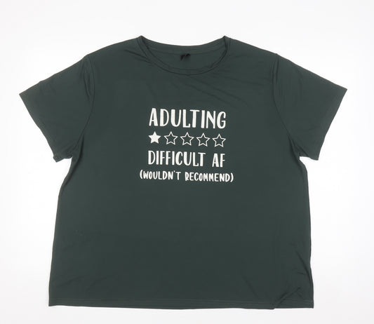 Shein Curve Women’s Green 2XL Funny Graphic Short Sleeve T-Shirt