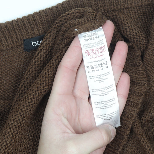 Boohoo Women’s Brown Plus Size 22 V-Neck Knit Pullover Jumper