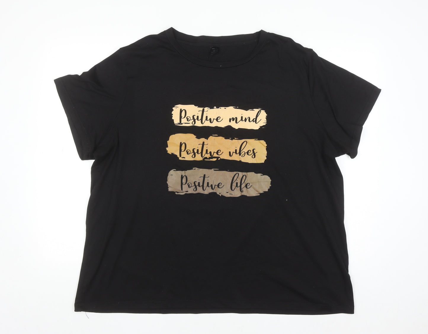 SHEIN Curve Women's Black 2XL Positive Quote Short Sleeve Cotton T-Shirt