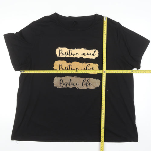 SHEIN Curve Women's Black 2XL Positive Quote Short Sleeve Cotton T-Shirt