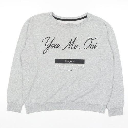 Atmosphere Women's Grey 'You.Me.Oui' Slogan Pullover Sweatshirt Size 16