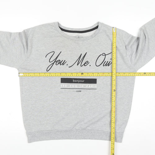 Atmosphere Women's Grey 'You.Me.Oui' Slogan Pullover Sweatshirt Size 16