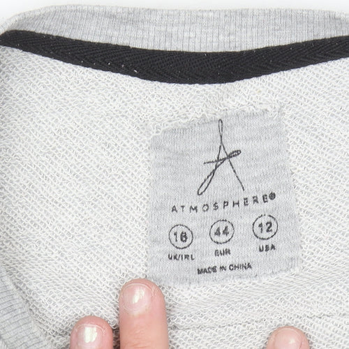 Atmosphere Women's Grey 'You.Me.Oui' Slogan Pullover Sweatshirt Size 16