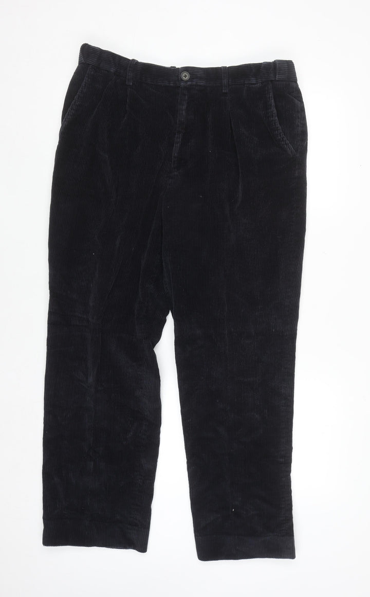 Maine New England Men's Black Corduroy Trousers 36R Regular Fit