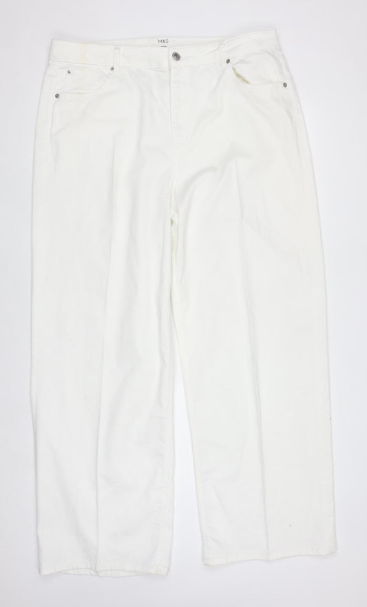 Marks and Spencer Women’s White Wide-Leg Jeans Size 18 Long